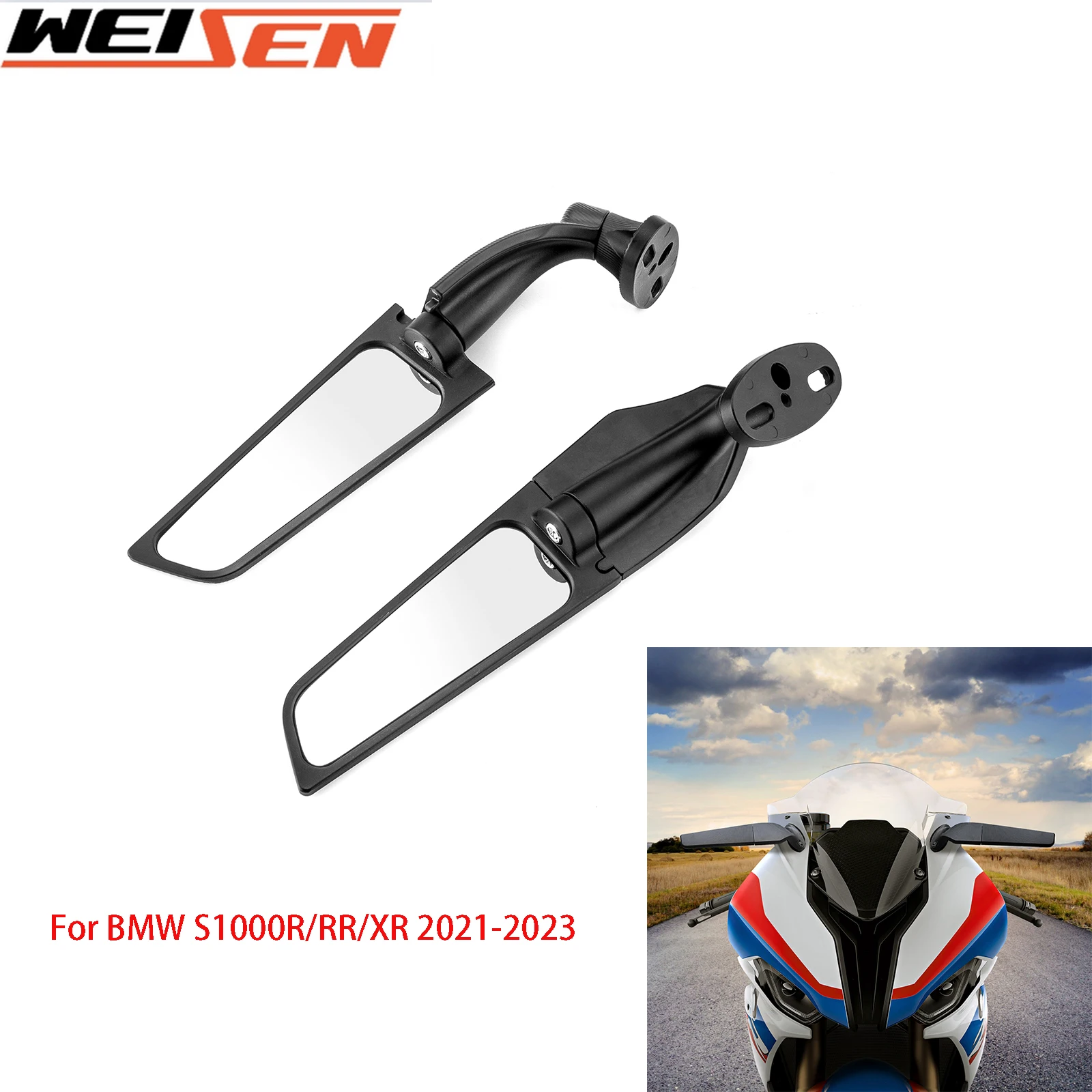 

For BMW S1000R/RR/XR 2021-2023 Motorcycle Bicycle Wind Wing Side Rearview Adjustable Rotating Mirror Handlebar Bike Accessories