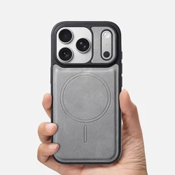 Premium PU Leather Magnetic Shockproof Case with MagSafe Compatibility - iPhone 14 Plus (PKCX Grey)