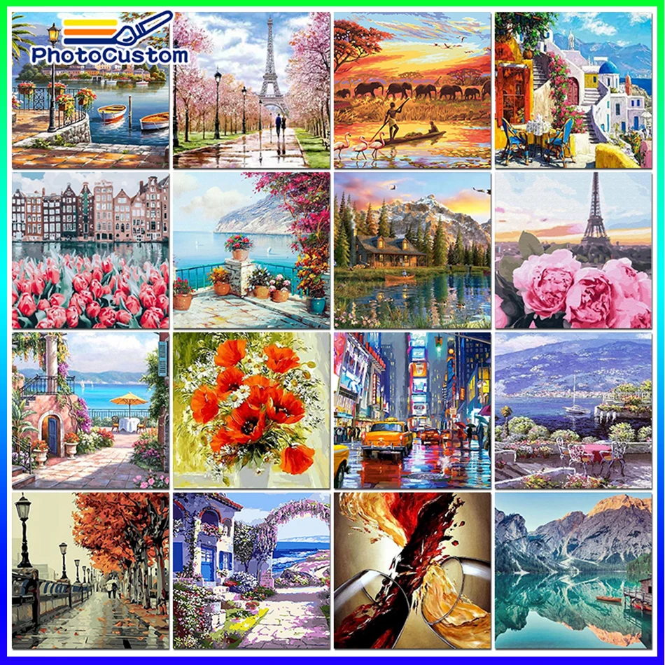 PhotoCustom 60x75cm Paint by numbers Handpainted Canvas painting Scenery Painting  by numbers For adults Home decor - AliExpress