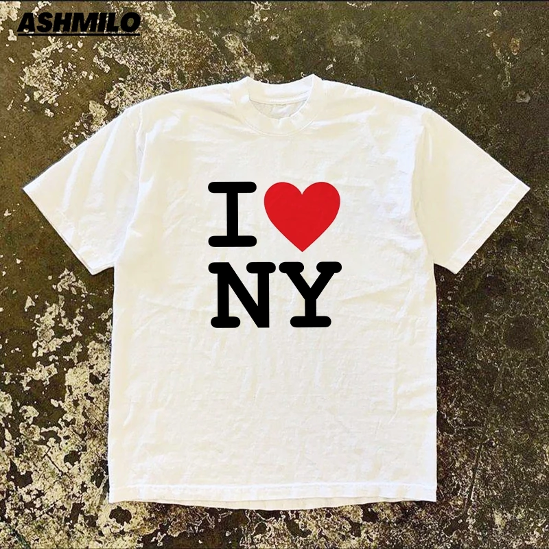 

I LOVE NY prints Harajuku Women Casual Short Sleeve Letter Print T shirt Summer Top y2k Streetwear Hip hop Women Summer T-Shirt