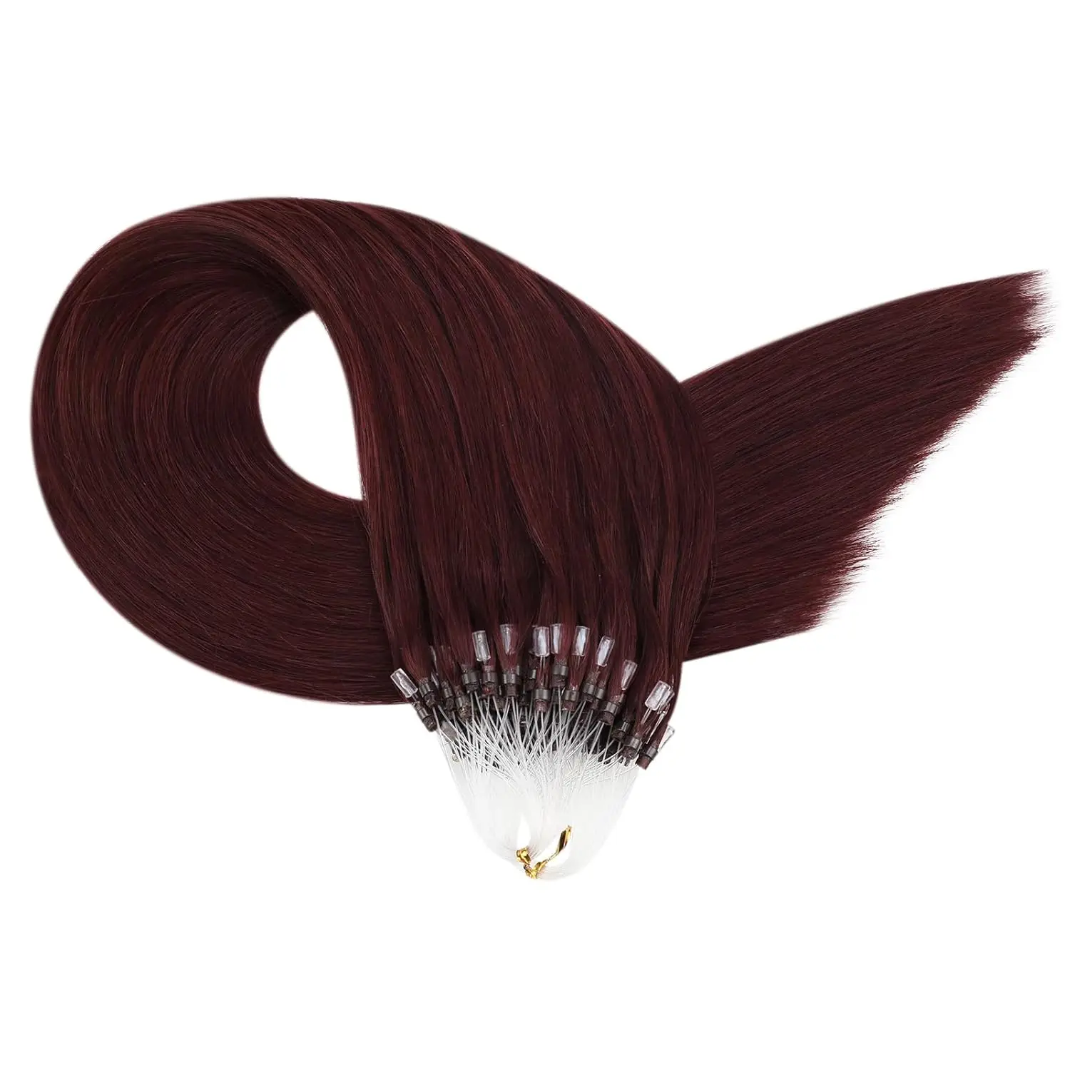 Moresoo Micro Ring Hair Extensions Real Human Hair Natural Straight Pure Color 50G & 100G Micro Beads Extensions
