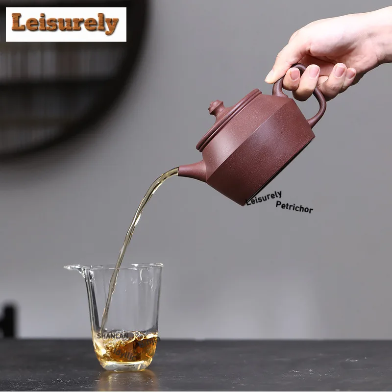 420ml Creative Yixing Purple Clay Teapots Handmade Large Caliber Pot Raw Ore Peach Blossom Mud Kettle With Filter Zisha Tea Set