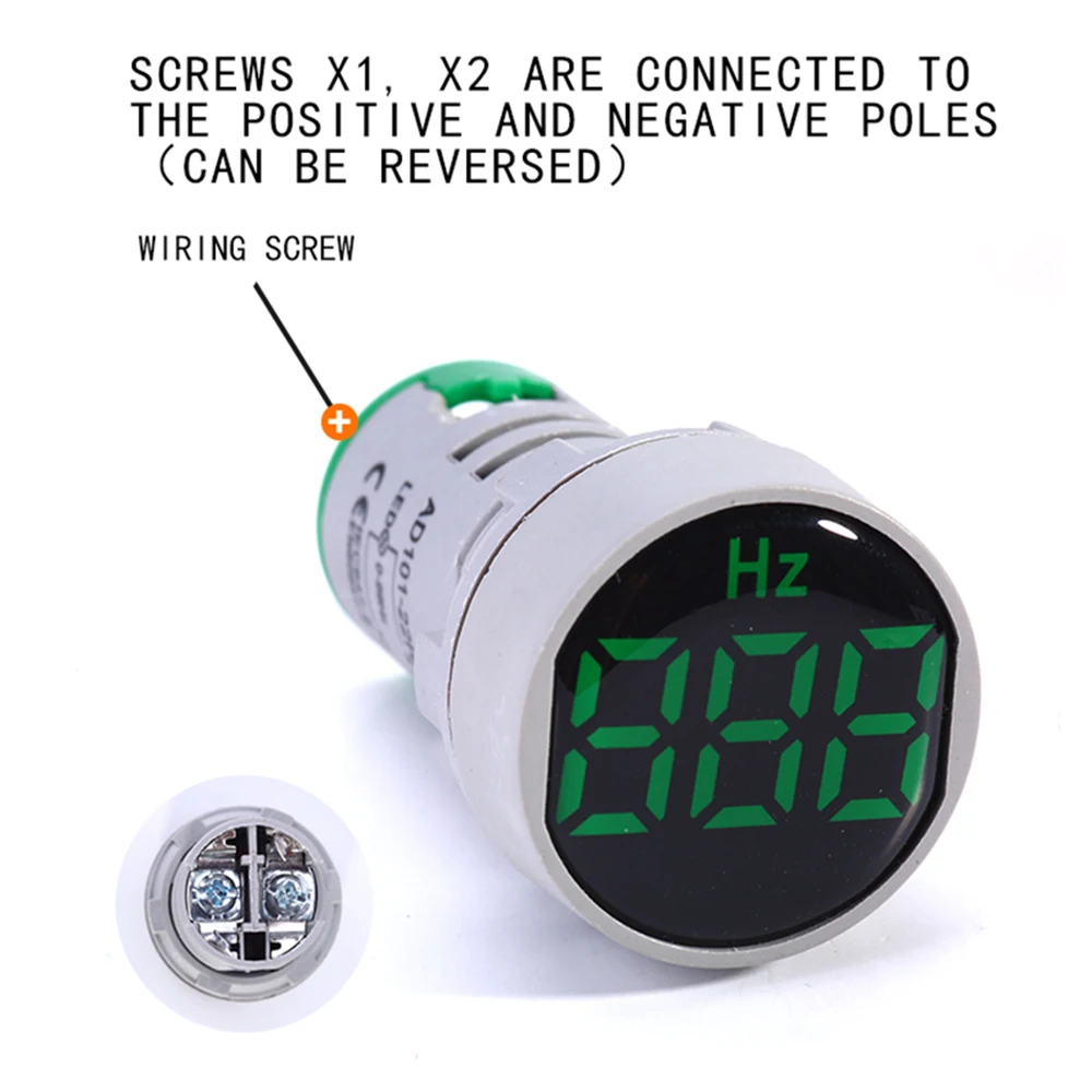 Frequency Meter 22mm Square Round Protective Film Measuring Range Digital Display Electricity Hertz 0-99 Hz