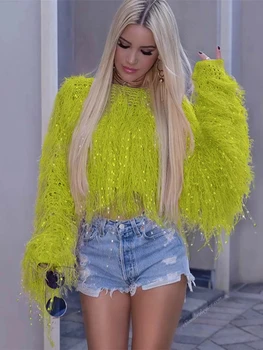 Tassel Winter Sweater Women Top Casual Loose Knitted Pullovers Jumpers Elegant Pullover Oversize Sweater Jersey Mujer Pull Femme 1