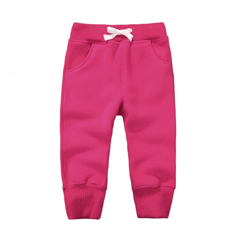 Children Pants 12M-5T Polar Fleece Cotton Solid Color Autumn Winter Straight Colorful Full Pants Girls Boys Children's Clothes