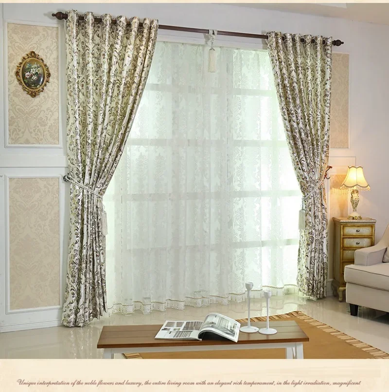 Curtains for The Living Room Bedroom European Window Shading Bronzing Cloth of Dining Key Luxury Style Flannelette