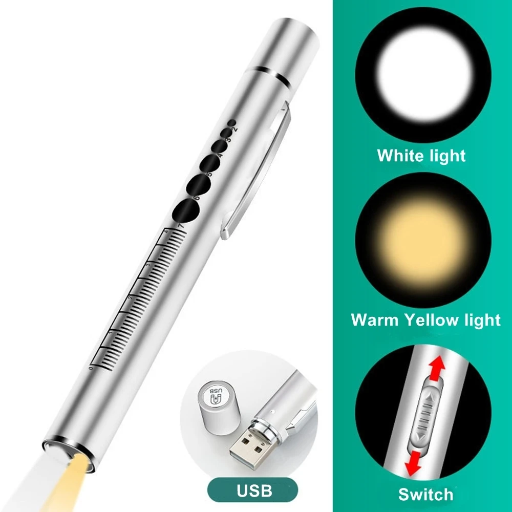 Lampe Stylo LED USB Rechargeable Acier Inoxydable 45-55 Lumens Poche Clip