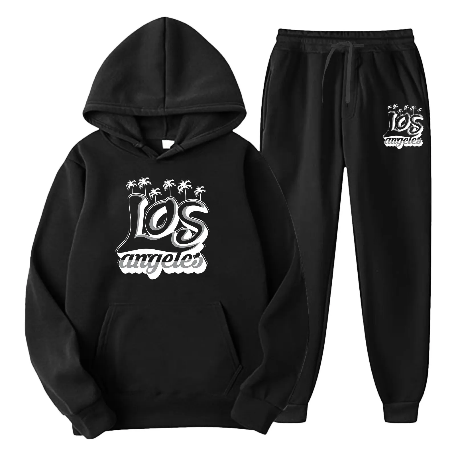 2024 men's sportswear hoodie+sports pants 2-piece set 2023 new fashionable and high-quality autumn/winter daily casual jogging c