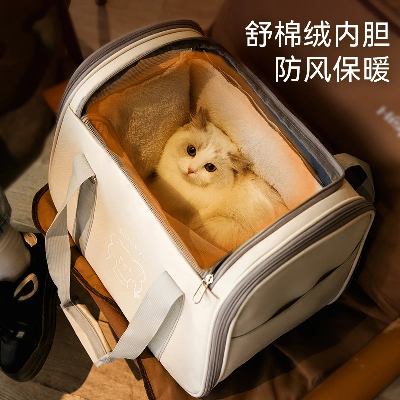 가을, 겨울 고양이 캐리어 가방, 대용량 강아지 토트백, 사계절용 우주캡슐 애완동물 가방, 숄더백
