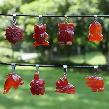 Red Agate Animal Pendant Charms 1