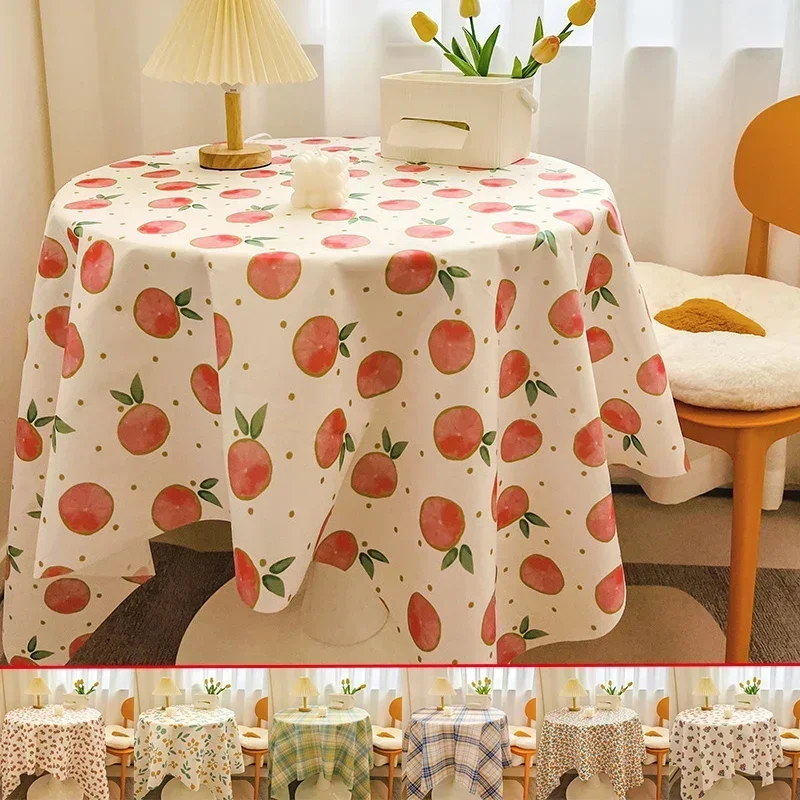 

Round Tablecloth Cherry plaid pattern Table Cloth Decorative Table Cover Indoor Holiday Home Christmas Party Picnic Dining Room