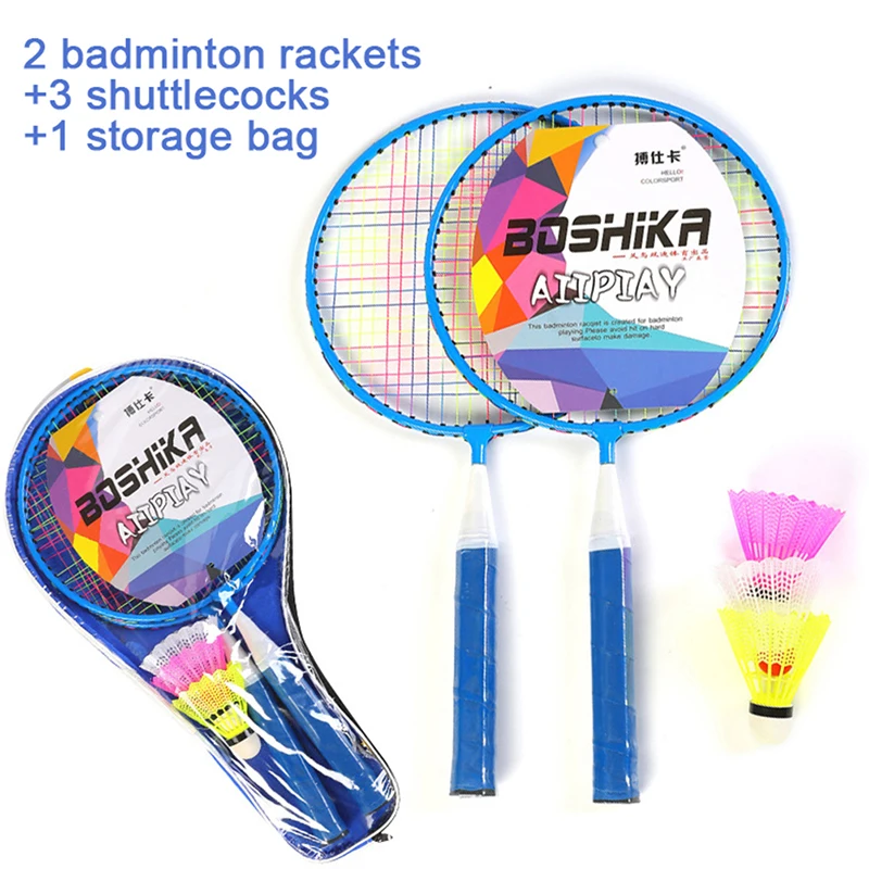 1 par crianças tênis badminton raquetes bola conjunto esportes jogo da família brinquedo crianças raquetes de badminton n66