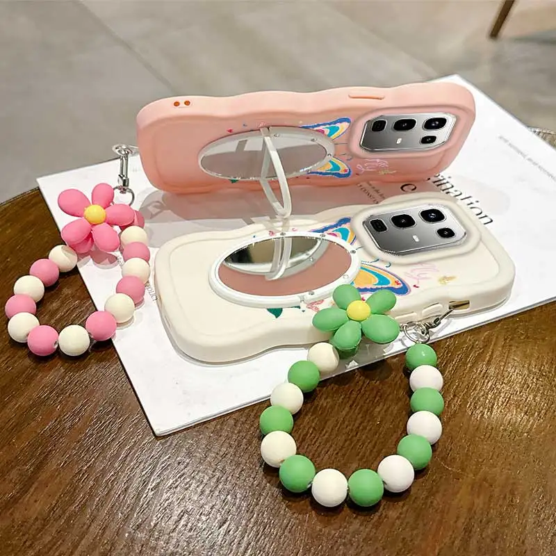 Cartoon Butterfly Phone Case Set with Lanyard and Stand - 3-Piece Collection