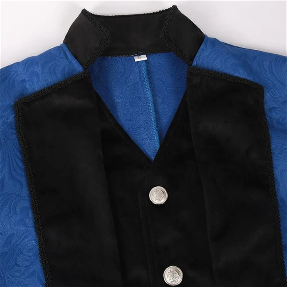 Description Picture 3 of itemMen Steampunk Tail Coat Jacket Black Gothic Victorian Frock Coat Jacquard Clothing Dress Up Blue Trench Spring Autumn