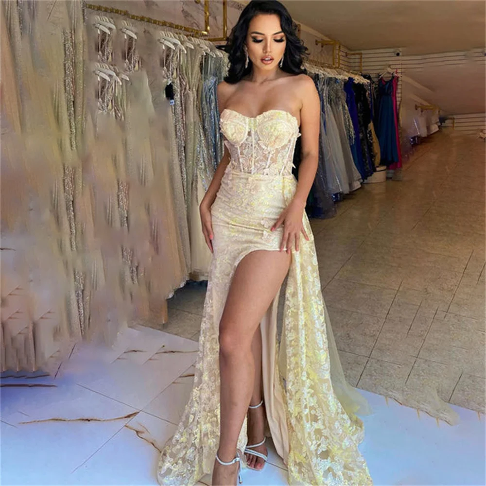 

Lily Appliques Mermaid Special Occasion Dress Side Split Formal Gown Sweetheart Sleeveless Long Evening Dress vestido de fiesta