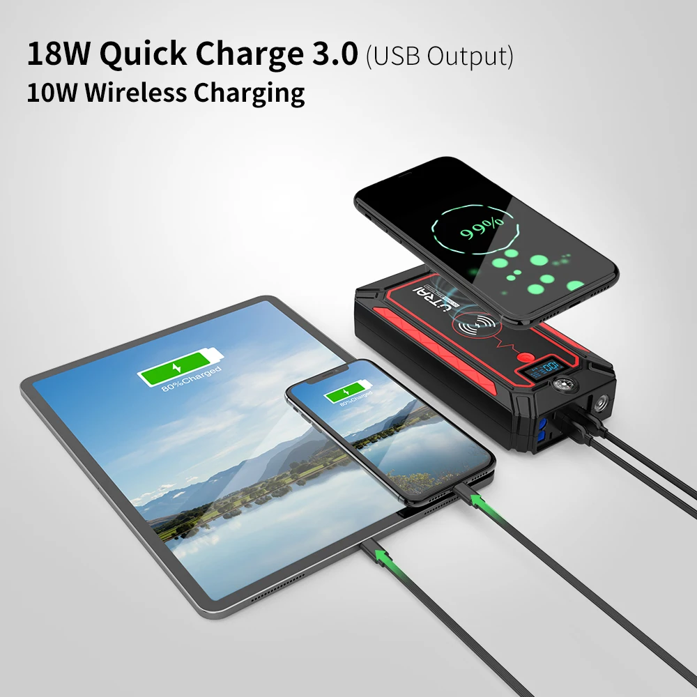 Utrai Car Jump Starter with Wireless Charger Power Bank For 12V Emergency Battery Starting Boost to JumpStart Vehicles,car jump starter,jump starter