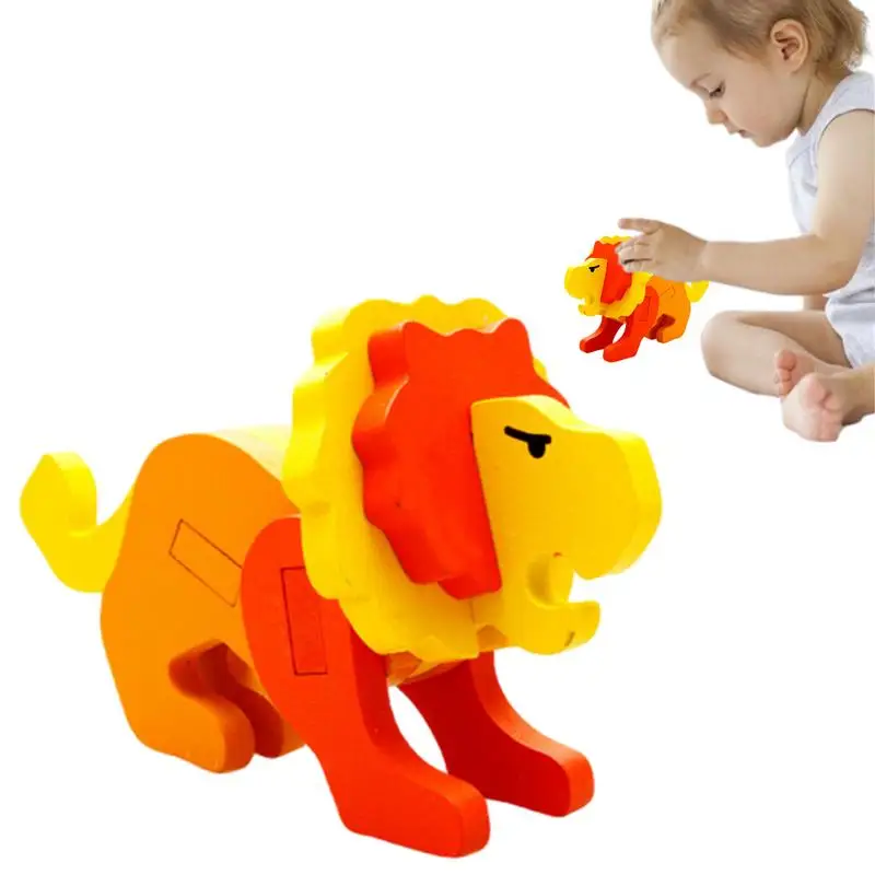 

Wood Animal Puzzles 3D Building Puzzles With Animal Figures Early Learning Interactive Brain Teaser Toys For Kids Boys Girls