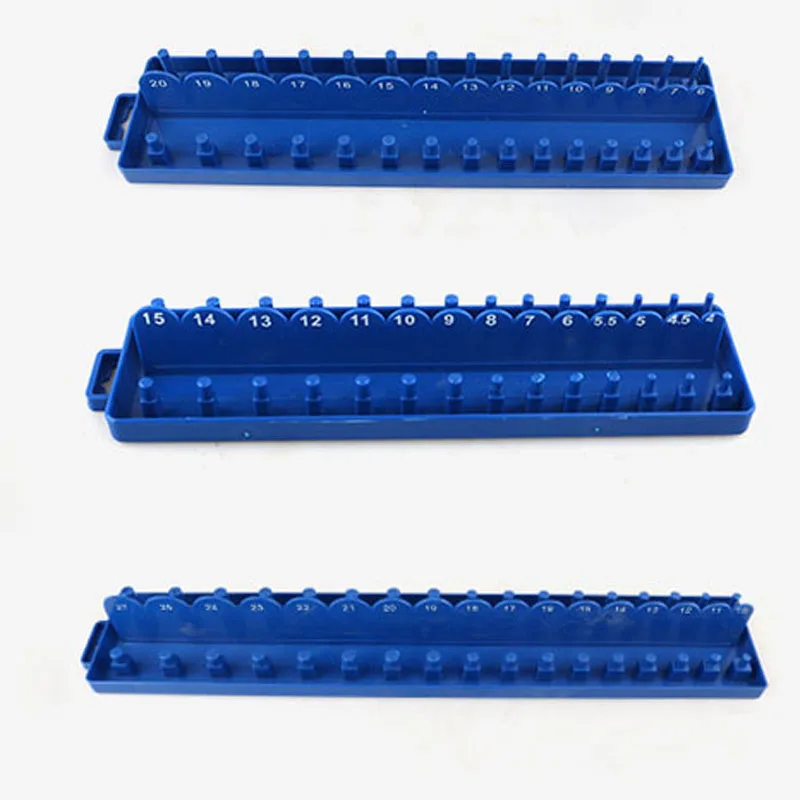 Metric Socket Wrench Head Storag Organizere 1/4'' 3/8'' 1/2'' Plastic Socket Tray Rack Holder Storage for Socket Wrenches 2