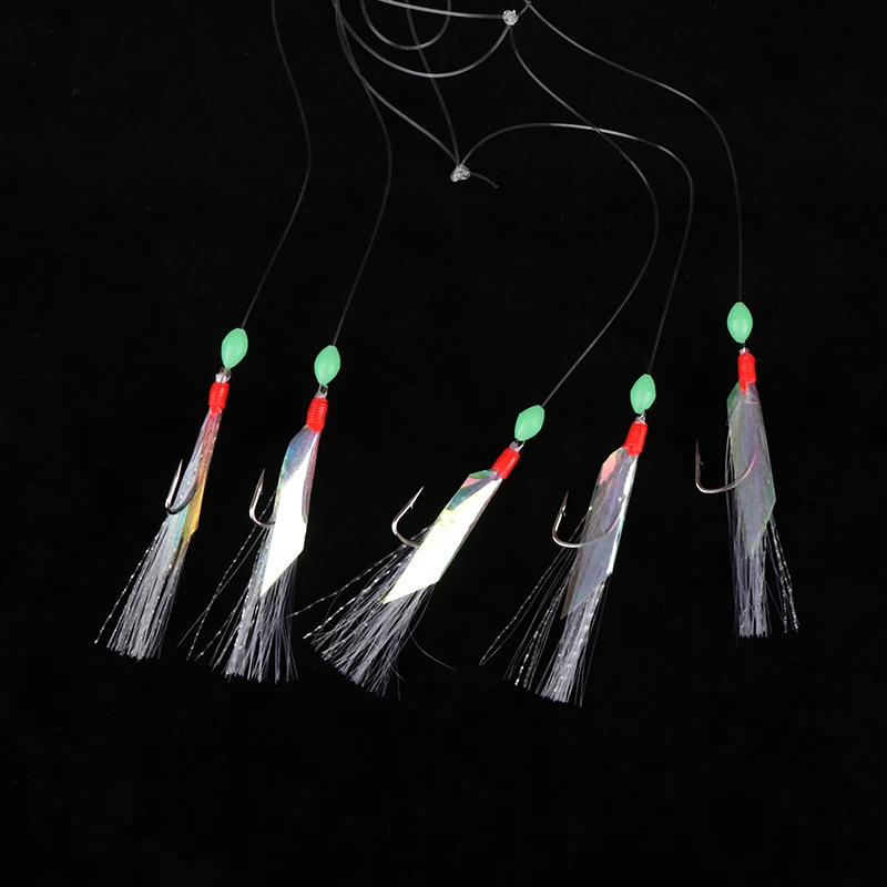 5Pcs/Pack Soft Fishing Lure Rigs Bait Jigs Lure Feather Herring Bait Tool For Mackerel And Deep Sea Fishing Tackle