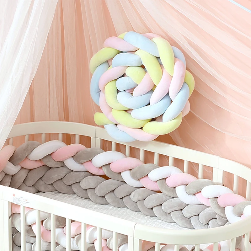 3M Cot Baby Bumper Braid Crib Infant Bed Protectors Pillow Cushion Knotted Cotton Knot Pillow Baby Room Decoration