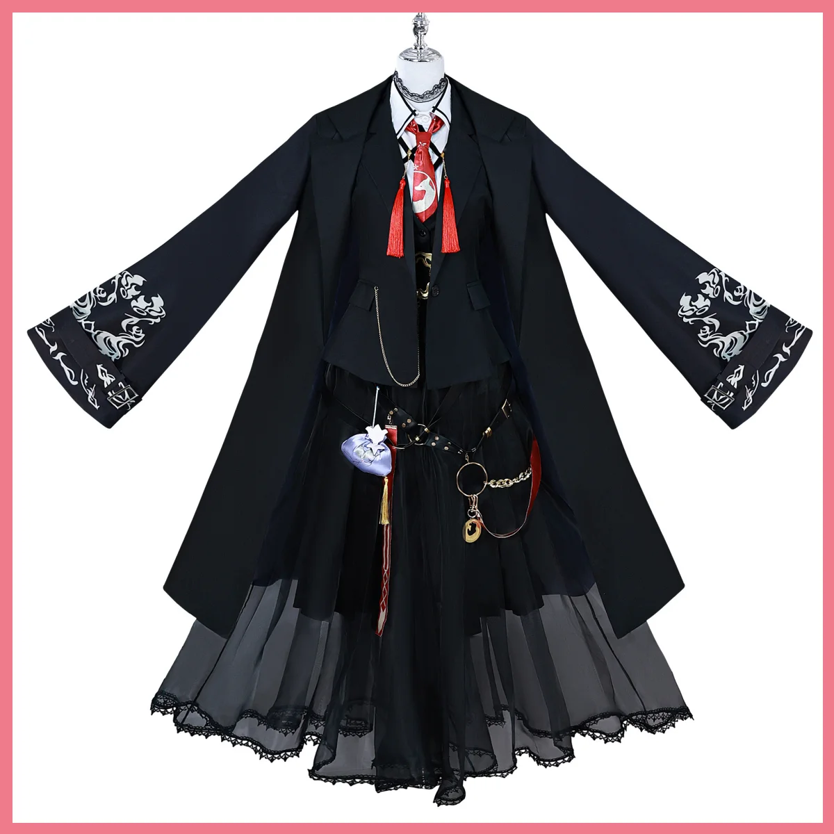Fantasy Black Cloak Skirt Coat Cosplay Costume