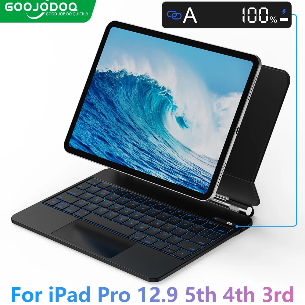 Teclado mágico para iPad Pro 12,9, 5. ª y 3. ª pantalla LCD, funda magnética flotante para iPad Pro 12,9, multitáctil, GK04