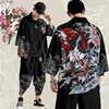 Two-piece Suit Oversize XXS-6XL Japanese Style Fashion Kimono And Pants Set Men Cardigan Blouse Haori Obi Asian Clothes 2