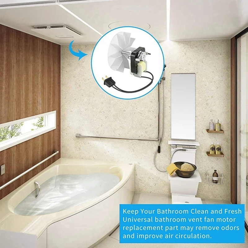 Bathroom Exhaust Vent Fan Motor Complete Kit Universal Parts For Broan Nutone C01575 50 CFM 120V Uppco US Plug