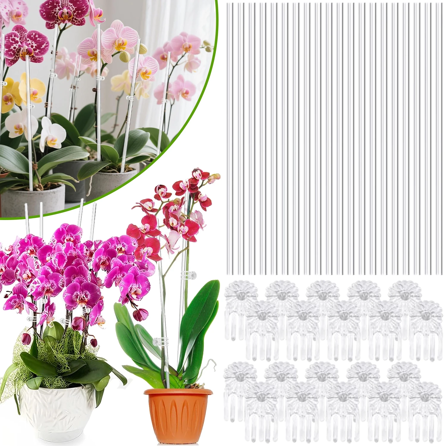 10/20Pcs Clear Orchid Stakes Sticks Acrylic Plant Stakes Potted Plant Support Stakes for Supporting Vines Grow Upright