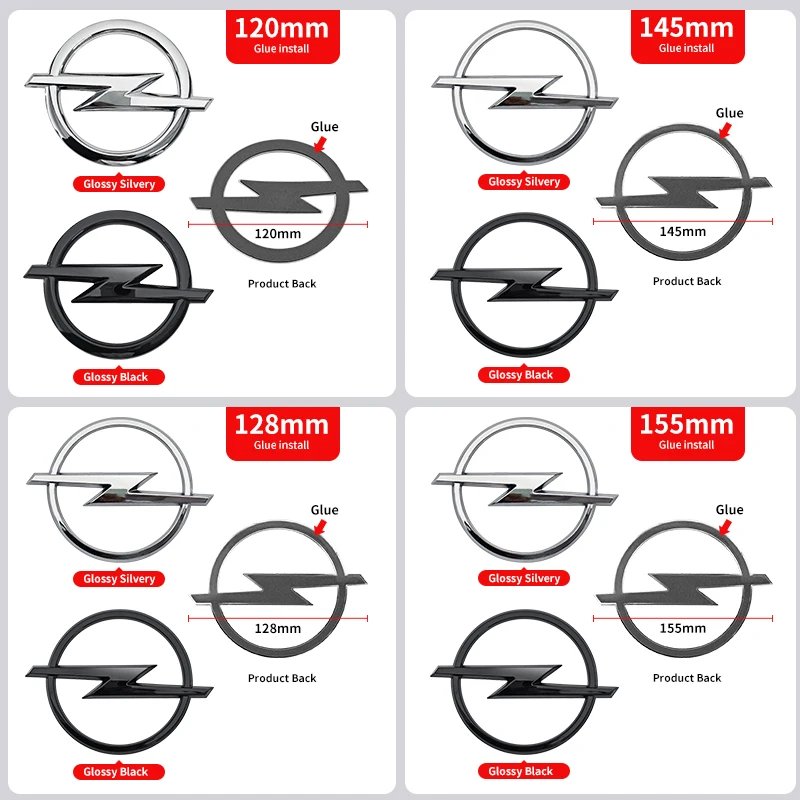 오펠 로고 엠블럼 배지 스티커 1개, ABS 소재, 자동차 전면 그릴, 후드, 보닛, 리어 트렁크 범퍼, 아스트라, 자피라, 인시그니아, 코르사 H, G에 적합