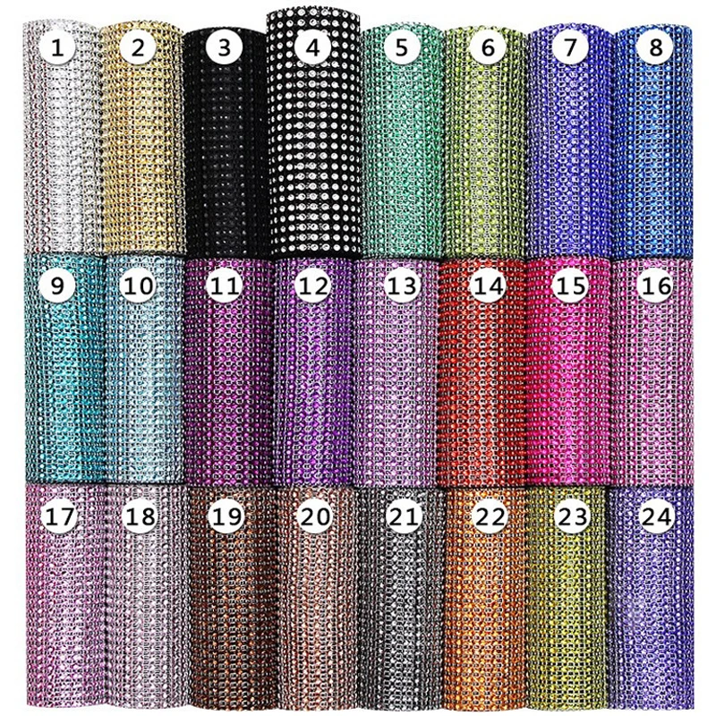 10-Yard Rhinestone Mesh Trim with 24 Rows for DIY Wedding and Party Decoration