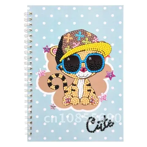 

60 Pages Special Shaped Rhinestone Mosaic Embroidery Drawstring Diary Book Stationery 5D DIY Diamond Animal Painting Notebook