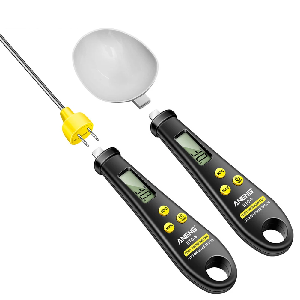 

Kitchen Smart 2 In 1 Multifunctional Digital Spoon LCD Display Scale Thermometer Probe ℃/℉ Milk Oil Flour Food Meat Measurement