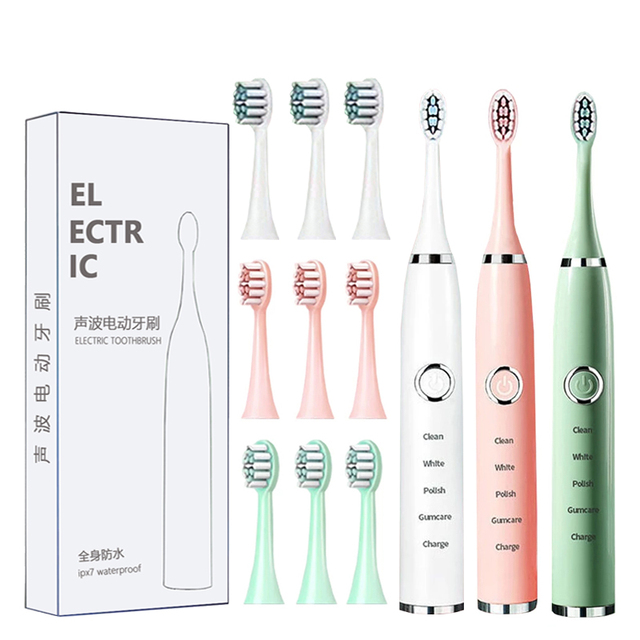 Electric Toothbrushes for Adults Kids Smart Timer Rechargeable Whitening Electric Toothbrush With Brush Heads Dropshipping