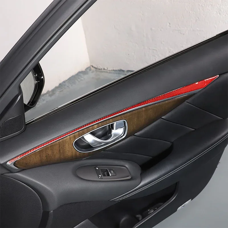 부드러운 탄소 섬유 자동차 인테리어 문짝 트림 보호 스티커, 인피니티 Q50 Q50L 2015-2022 용, 인테리어 수정 액세서리