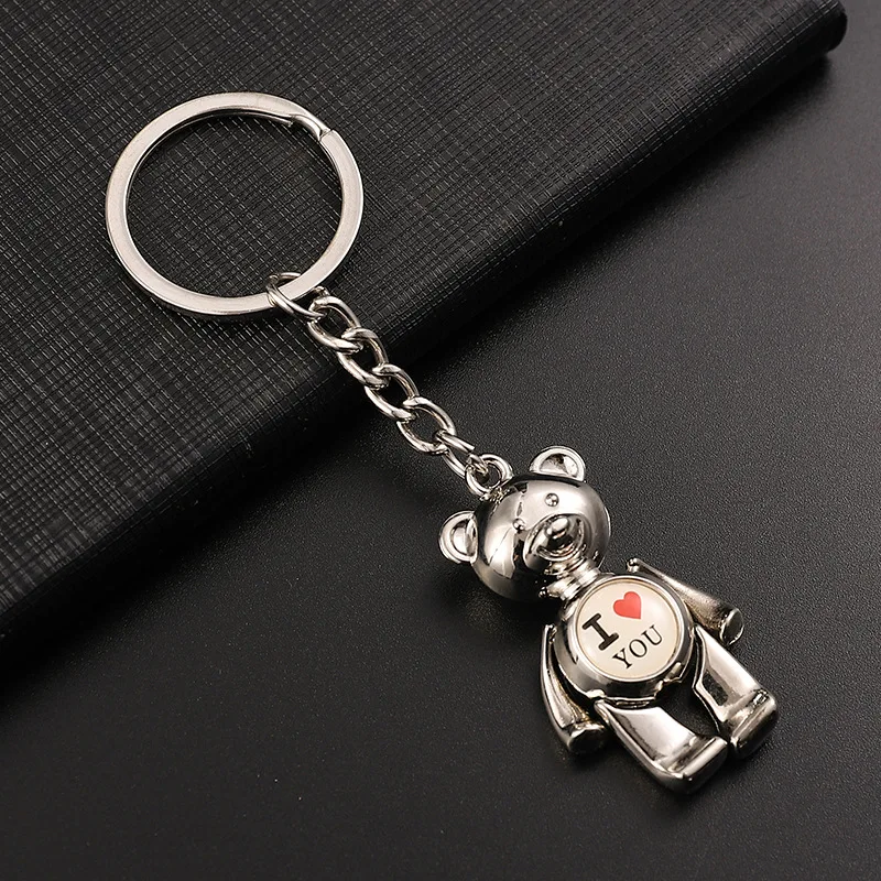 Keychain Metal Alloy Animal Teddy Bear Girl Key Rings Women Handbag Car key tag 