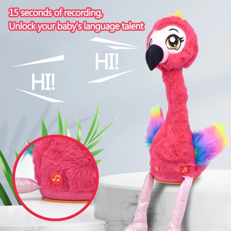 1 Pc Plush Flamingo Interactive Toy Figures Singing And Dancing Stuffed Animals Pets Alive Flamingo Pink Interactive Toy