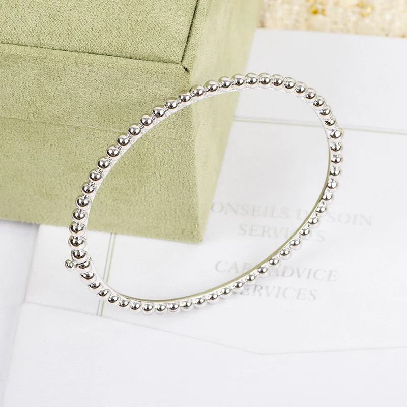 2022 Hot Top Brand Pure Sterling Jewelry Luxury Brand Rose Gold Beads Bangle Wedding Jewelry Around Classic Bangle