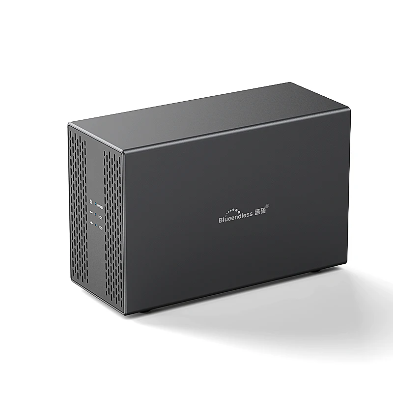 Blueendless Dual Bay Shell Heat Dissipation 3.5 USB 3.0 External Type C Dual Hard Drive Enclosure SATA Array Box HDD Server case