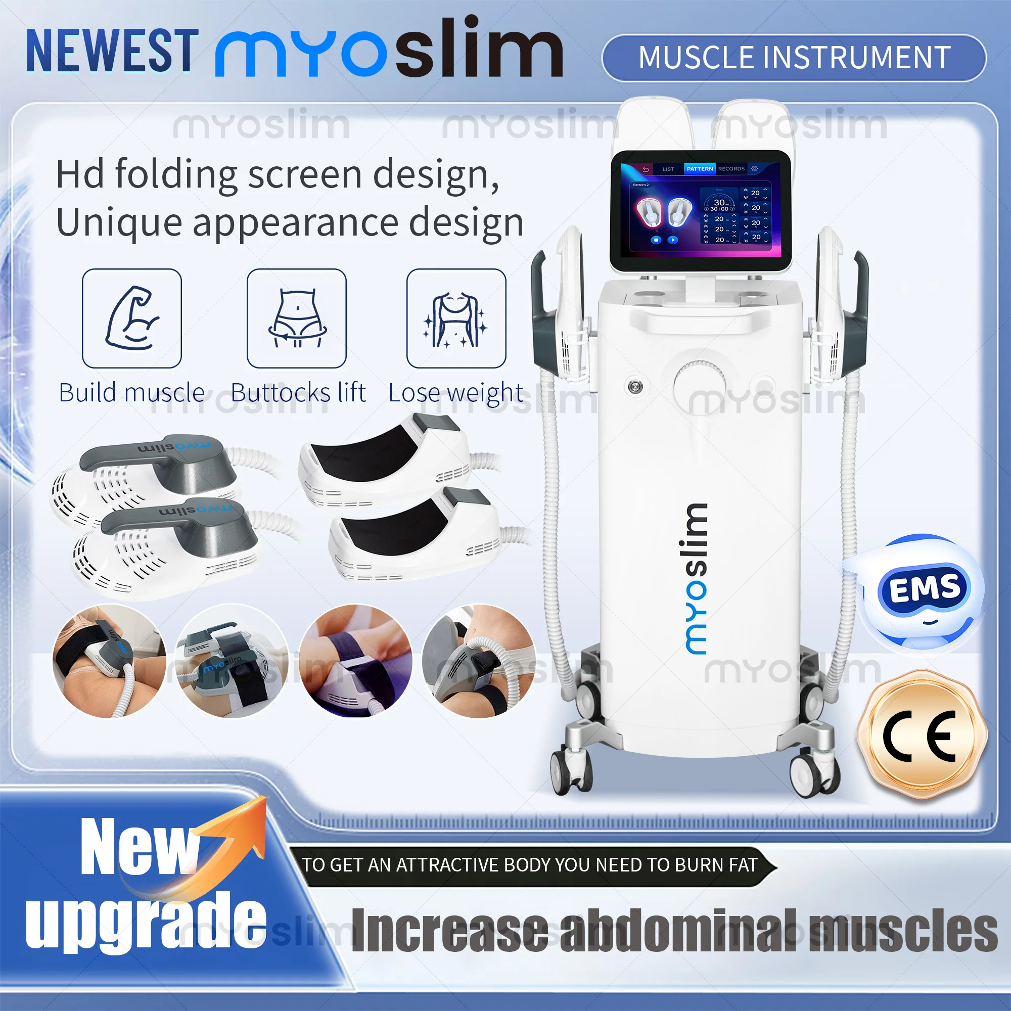 Máquina EMS MYOslim para Esculpir el Cuerpo, Estimulación Muscular, Masajeador RF, Electromagnético, Quema Grasa de Glúteos, Salón de Belleza