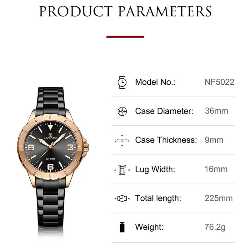 Business NAVIFORCE Women Bracelet Watches Fashion Ladies Quartz Stainless Steel Clock Female Wristwatches Waterpoof Montre Femme