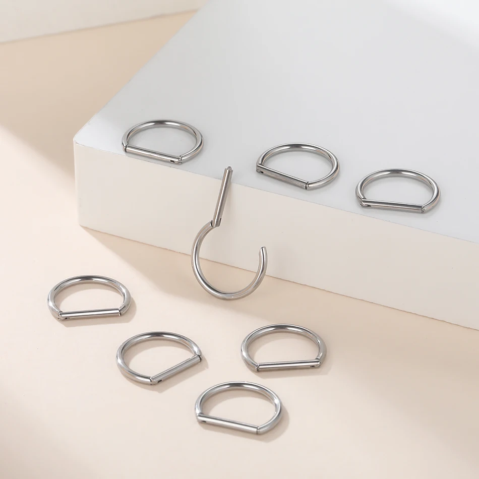 G23 Titanium Piercing D Shape Segment Ring Clicker Ear Cartilage Tragus Helix Lip Nose Hoop Half Ring Jewelry 16G 8/10/12/14mm