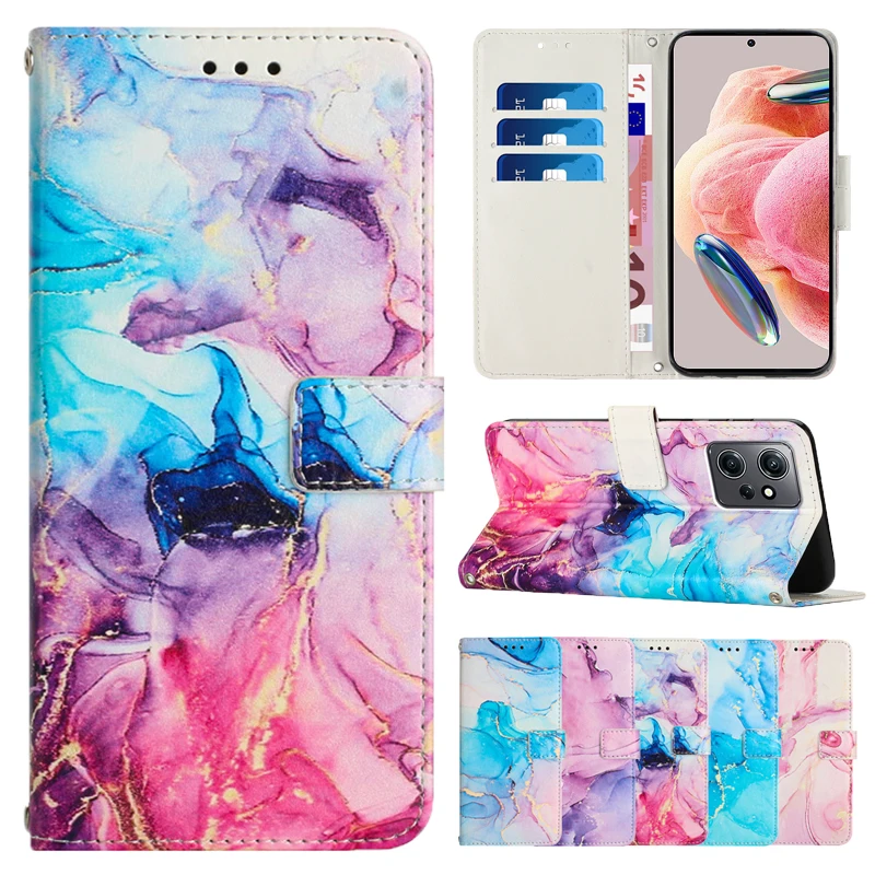 

For Xiaomi 13 12T Mi 11 Redmi 12C 10C A2 Note 12 12S 12 Pro 11 Pro 11S 10 Poco X5 F5 Pro Wallet Painted Leather Cover Phone Case