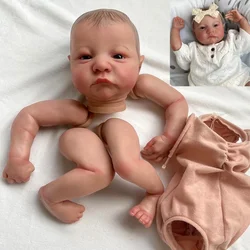 Lifelike 19-Inch Reborn Doll Parts with 3D Painted Details and Cloth Body - With Blue Eyes (Painted Kit)