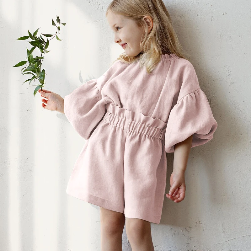 Summer Children's Cotton And Linen Shorts New Baby Girls Elastic Waist Casual Loose Shorts Linen Kids Clothing TZ113