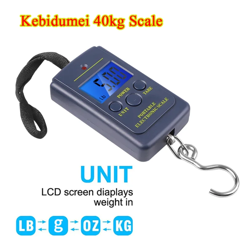 

40kg x 10g Mini Digital Scale For Fishing Luggage Travel Weighting Steelyard Portable Electronic Hanging Hook Scale