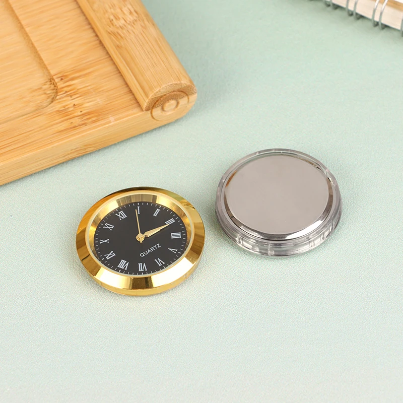 1pc 24mm/35mm Quartz Glass Mirror Clock Watch Head Movement Round Clocks Head Mosaic Roman Number Little Clock DIY Process Table Mirror Clock Face