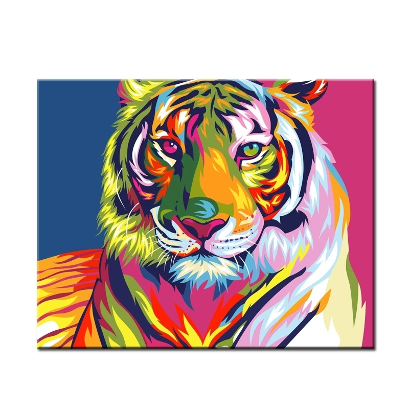 Pop Art Painting Rainbow Lion Tiger Cat Abstract Canvas original  Australia 