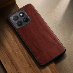 Wooden Pattern PU Leather Phone Case - Premium Protective Cover for Honor x8d (Brown)