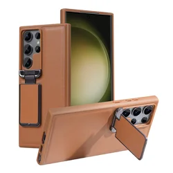 Premium PU Leather Flip Kickstand Case with Camera Protection & Shockproof Design - Galaxy S23 Plus (Brown)